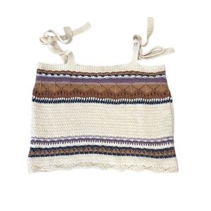 POL Crochet Knit Striped Tank Top Size L